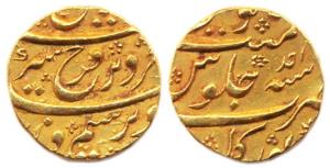 Farrukhsiyar, Gold, 10.86 g, Mohur, Torgal Mint, RY Ahad (KM# 390.33). About Extremely Fin