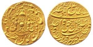 Wajid Ali Shah (AD 1847-1856), Gold, 10.70 g, Ashrafi, AH 1266/4, struck with Ashrafi dies