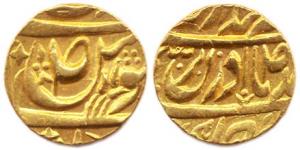 Karm Singh (AD 1813-1845), Gold, 10.70 g, Mohur, Sirhind Mint, three pointed star to the l
