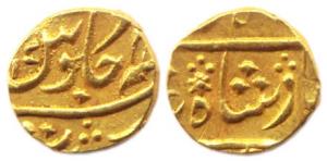 Surat Mint, Gold, 0.76 g, 1/16 Mohur or 1 Rupee, in the name of Shah Alam II, issue of 180