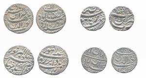 Jahangir, Silver (4), Rupee, Ahmedabad Mint, Muzaiyan and Inayat couplets; Burhanpur Mint,