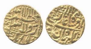 Shah Jahan, Gold, Mohur, Surat Mint, Square-area type, AH 1069/2, mint name in left margin
