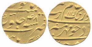 Aurangzeb, Gold, Mohur, Burhanpur Mint, AH 1115/48. UNC, Scarce in this condition.