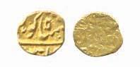 Shah Alam II, Gold, ½ Fanam, in the name of Shah Ali Gauhar, mint off flan. Very Fine.