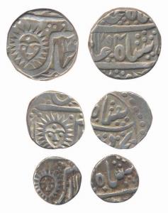 Silver (4), Set of 4: Rupee, 1/2, 1/4, and 1/8 Rupee. Various types and dates. Very Fine. 