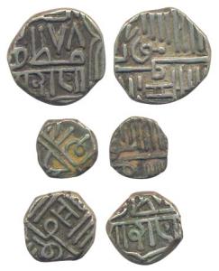 Silver (3), Set of 3: Kori, ½ and ¼ Kori, in the name of Muzaffar Shah of Gujarat Sultanat