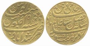 Murshidabad Mint, Gold, Mohur, in the name of Shah Alam II, Calcutta Mint, AH 1202/19, obl