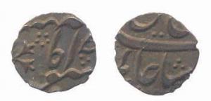 Murshidabad Mint, Silver, 1/16 Rupee (1 Anna), in the name of Shah Alam II, RY 19. About U