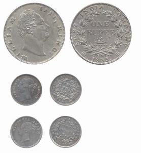 Silver (3), Set of 3: William IV, Rupee, 1835, F incused type; Queen Victoria, 2 Annas, Co