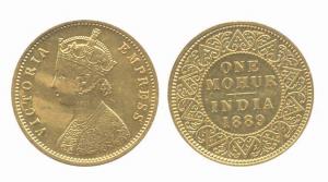 Victoria Empress, Gold, Paisa Mohur, 1889. Ex-mount otherwise Extremely Fine, Very Rare.