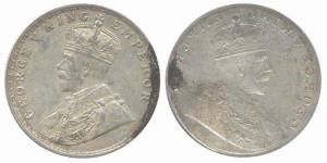 George V, Silver, Lakhi Rupee, lakhi of rev variety. Small corrosion on right edge on obv,