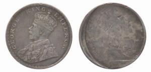 George V, Silver, Rupee, Lakhi or Broackage of rev with off-centre negative impression of 