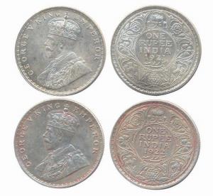 George V, Silver (2), Rupee, 1921 and 1922, Bombay Mint. About Extremely Fine, Scarce. (2)