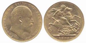 Australia, Edward VII, Gold, Sovereign (Guinea), 8 g, 1909 P, Perth Mint. About Extremely 