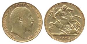 Great Britain, Edward VII, Gold, ½ Sovereign (Guinea), 8 g, 1902. Extremely Fine.