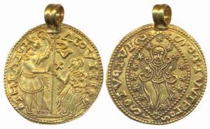 Ducat Token, Gold, 3.3 g, copy of the famous Veniatian Ducats with a mount used for a pend