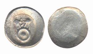 Punch-marked Coins, Kuntala Janapada, 6th century BC, Silver, pully type, with a clock-wis
