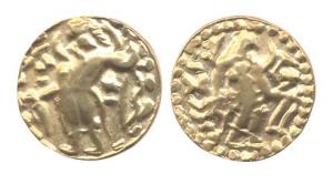 Bengal Kushanas, Gold, Dinar, local issue of Bengal in 3rd century AD, imitating coins of 