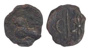Western Kshatrapas, Nahapana, Copper, 1st century AD, Junnar Lion type. Fine+, Rare.