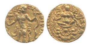 Guptas, Chandragupta II (AD 380-414), Dinar, Archer type, king holding a bow in left hand 