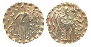 Mainamati, Balabhatta-Rajabhatt, Gold, Dinar, Archer type, king standing to left on obv; G