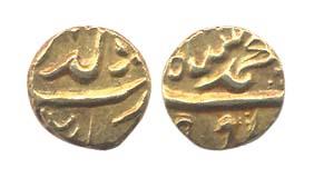 Muhammad Shah, Gold, ½ Pagoda, Imtiyazgarh Mint. Very Fine+, Rare.