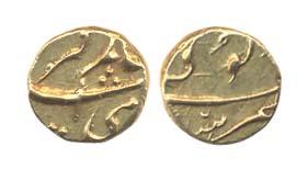 Alamgir II, Gold, ½ Pagoda, Guti Mint. Very Fine+, Rare.