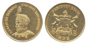 Harindar Singh (AD 1918-1949), Gold, Nazarana 1/3 Mohur, 1932 (KM# M3). About Extremely Fi