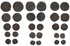 Goa, Copper (15), assorted lot of various copper denominations including an error coin of 