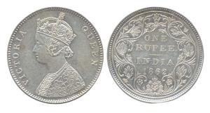 Queen Victoria, Silver, Rupee, 1862 Dot Rupee, 0/10 Dots. Ex-Todywalla Auctions, No. 23, L