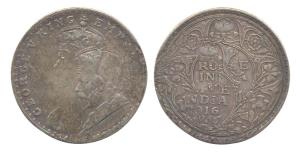 George V, Silver, Rupee, 1916, obverse & reverse double strike & traces of a third impress