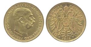 Austria, Gold, 3.4 g, 10 Cor, 1912. Very Fine.