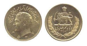 Iran, Gold, 20.34 g, 20 Phalavi, MS 2537 (AD 1978), KM# 1201. UNC.