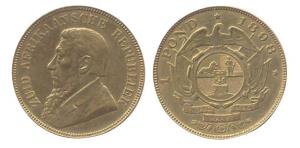 South Africa, Gold, Kruger Pound, 1898, Single Saft type. Very Fine.