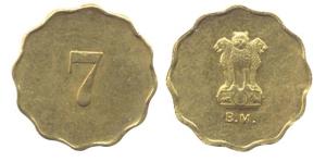 Gold, 7.01 g, Mint token of 7 g, Bombay Mint, with Ashoka’s Lion emblem with initials B.M.