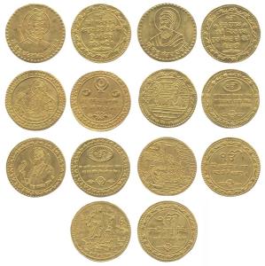 Sikh Tokens, Gold (7), 54.0 g, 20th century, various Tokens depicting Sikh Gurus and their