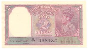 George VI, Rupees 2, 1944, signed C. D. Deshmukh, (Jhun #2.2), Uncirculated