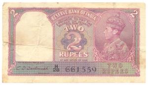 George VI, Rupees 2, 1949, signed C. D. Deshmukh, (Jhun #2.3), About Very Fine
