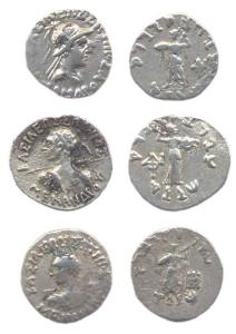 Indo-Greeks, Menander I, Silver (3), Drachm, various types and varieties. About Very Fine,