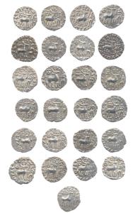 Kunindas, Amoghbhuti, Silver (25), Dear and Lakshmi type. Fine to Very Fine, Scarce. (25)