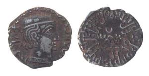 Western Kshatrapas, Prithvisena, Silver, as Mahakshatrapa, Saka 144. Very Fine, Rare.