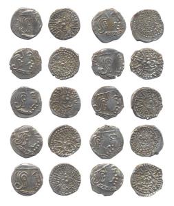 Guptas, Kumaragupta I, Silver (10), Karshapana, Saurashtra type Garuda issues with bust on