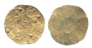 Chalukyas of Kalyan, Jagadekamala, Gold, Punch-marked type, a flying Garuda in centre with