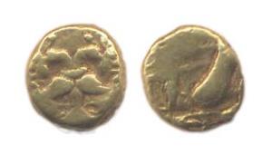 Vijayanagara Empire, Achyuta deva raya, Gold, 3.5 g, Pagoda, Gandabhairunda type. Fine+, S