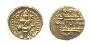Vijayanagara Empire, Achyuta Raya Deva, Gold, ½ Pagoda, Tirupati Balaji type on obv, Nagar