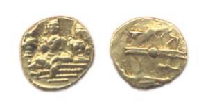 Vijayanagara Empire, Tirumala Raya Deva, Gold, ½ Pagoda, Ram-Lakshman-Sita type on obv, Na