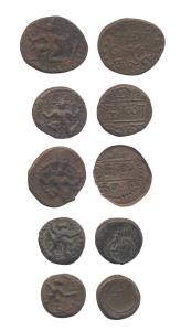Assorted lot of South Indian Coppers (5), Vijayanagara and related issues of flying Garuda