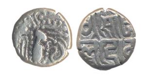 Somaladevi (1120-1130 AD), Queen Ajaydeva, Silver Drachm (Deyell 162a). Good Very Fine and