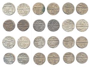 Akbar, Silver (12), Rupees, Ahmedabad Mint, set of 12 different Ilahi Months. Very Fine+. 