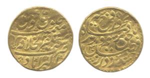 Farrukhsiyar (1713-19AD), Gold, Mohur, Akbarabad Mint, AH 1130/7. Broad Flan, Fine+, Scarc